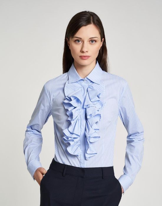 Picture of Striped poplin shirt with ruffles