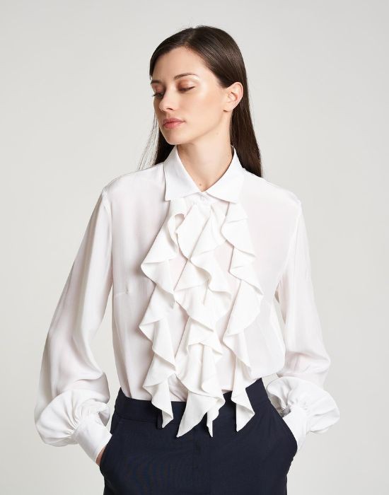 Picture of Silk crepe shirt with ruffles