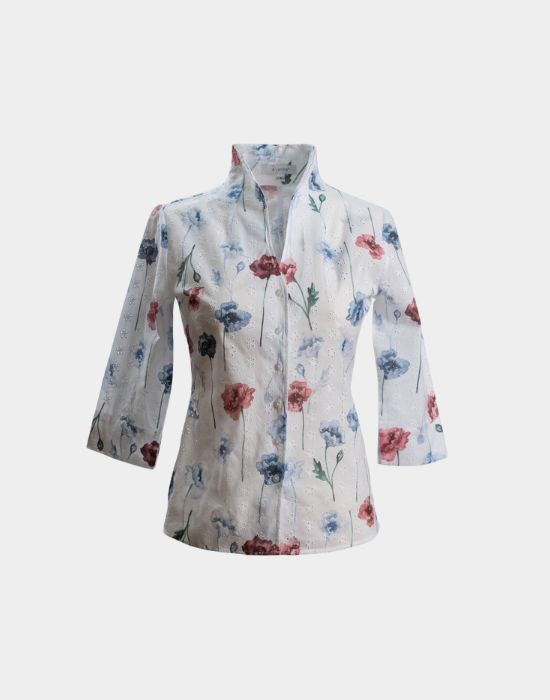 Picture of Floral print broderie anglaise shirt