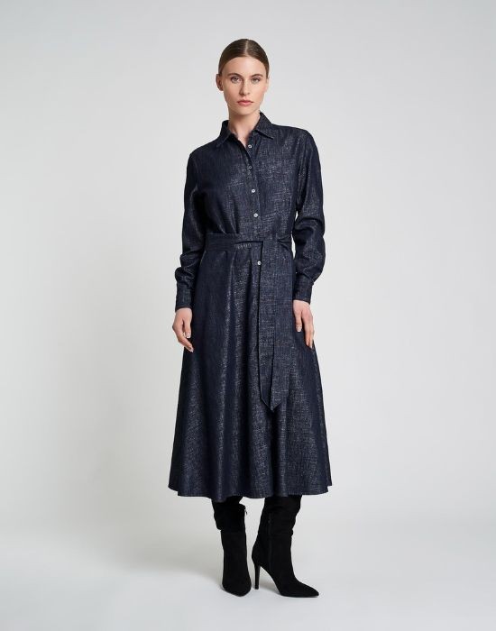Picture of Midi denim lurex dress