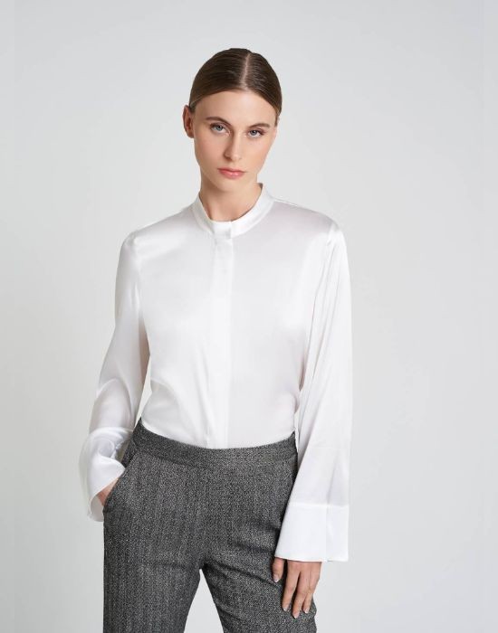 Εικόνα της Μεταξωτό πουκάμισο με mandarin γιακά