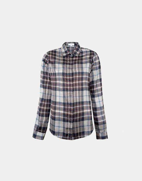 Picture of Plaid print satin shirt