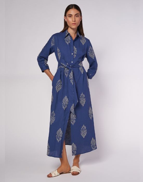 Picture of Linen embroidered shirtdress