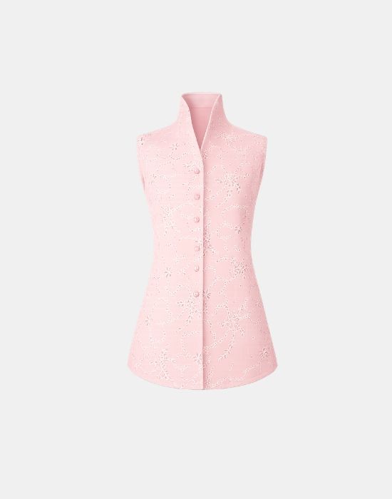 Picture of Sleeveless shirt in broderie anglaise