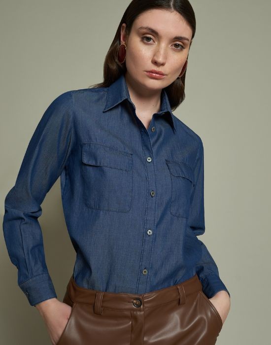Εικόνα της Denim πουκάμισο με τσέπες
